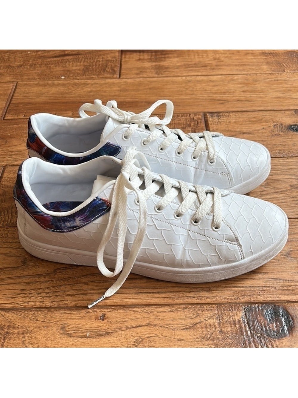 Desigual Retro Court Atlantis Lace Up Sneakers White Womens Size 10